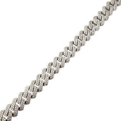 Iced-Out Prong Cuban Bracelet (Silver)