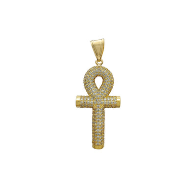 Iced-Out Puffy Mesh-Back Ankh Pendant (14K) Lucky Diamond New York