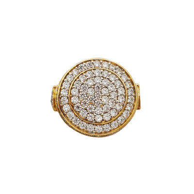 Iced-Out Round Signet Ring (10K) Lucky Diamond New York