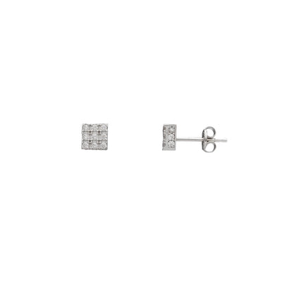 Iced-Out Square Stud Earrings (14K) Lucky Diamond New York