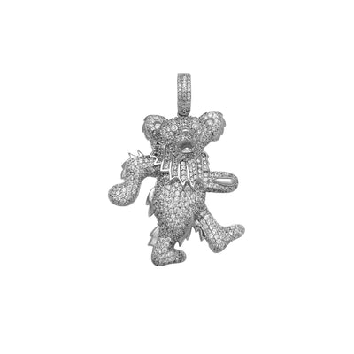 Iced-Out Teddy Bear Pendant (Silver) Lucky Diamond New York