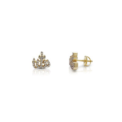 Iced-Out Allah Yellow Stud Earrings (Silver) Lucky Diamond New York