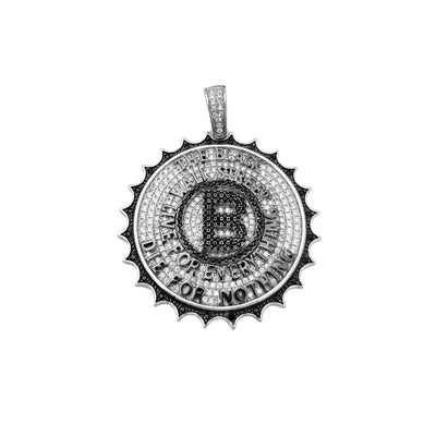 Iced-Out "Black Wall Street" Motto Pendant (Silver) Lucky Diamond New York