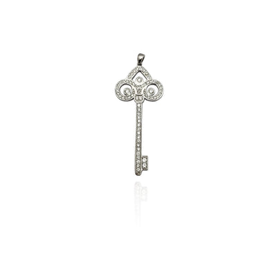 Iced-Out Lily Flower Key CZ Pendant (Silver) New York Lucky Diamond