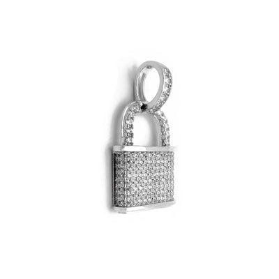 Iced-Out Lock Pendant (Silver) Lucky Diamond New York