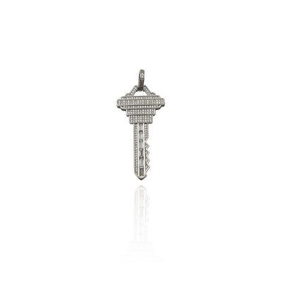 Iced-Out Modern Key CZ Pendant (Silver) New York Lucky Diamond