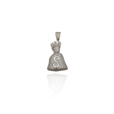 Iced-Out Money Bag CZ Pendant (Silver) New York Lucky Diamond
