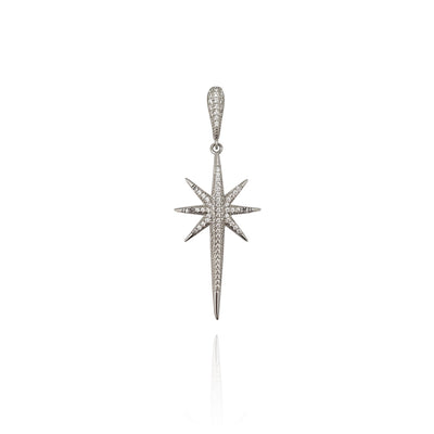 Iced-Out North Star CZ Pendant (Silver) New York Lucky Diamond