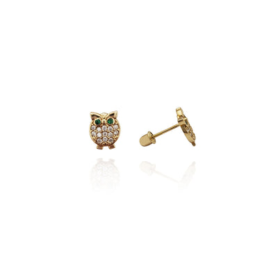Iced-Out Owl CZ Earrings (14K) New York Lucky Diamond