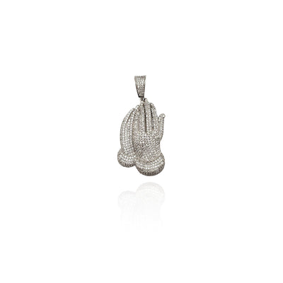 Iced-Out Praying Hands CZ Pendant (Silver) New York Lucky Diamond