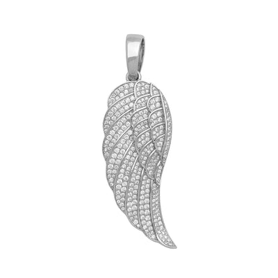 Iced-Out Wing Pendant (Silver) Lucky Diamond New York