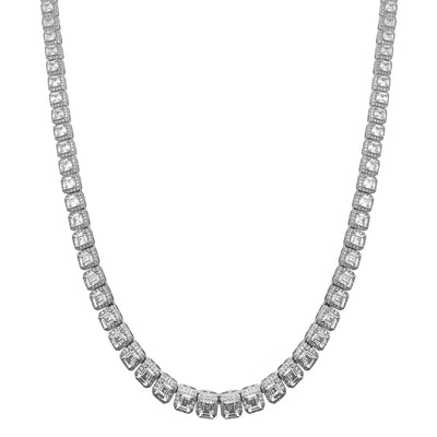 Iced-out Halo Cushion Shaped Chain (Silver) Lucky Diamond New York