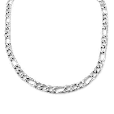 Iced Out Figaro Chain (Silver) Lucky Diamond New York