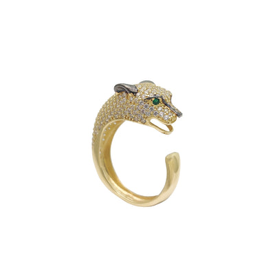 Iced Out Panther Head CZ Ring (14K) Lucky Diamond New York