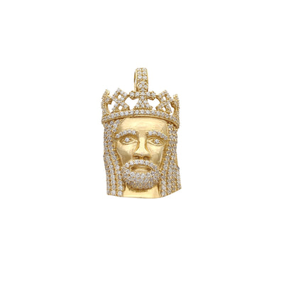 Open Back Icy King's Jesus Pendant (14K) Lucky Diamond New York