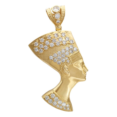 Large Size Icy Nefertiti Pendant (14K) Lucky Diamond New York
