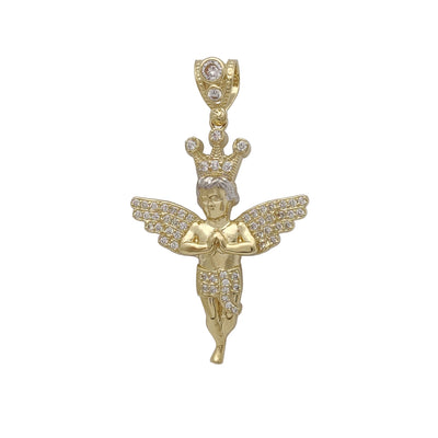 Icy Crowned Baby Angel Pendant (10K) Lucky Diamond New York