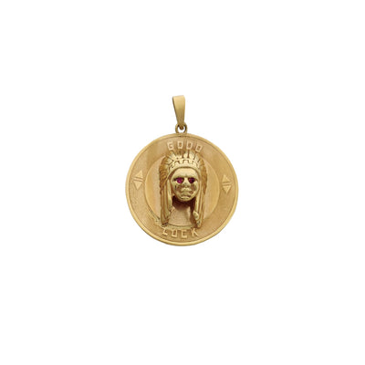Indian Chief Head Good Luck Medallion Pendant (14K) Lucky Diamond New York