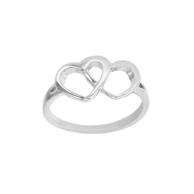 Interlocking Outlined Heart Ring (Silver) Lucky Diamond New York