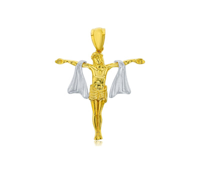 Two-tone Jesus Shroud Religious Pendant (14K) - Lucky Diamond