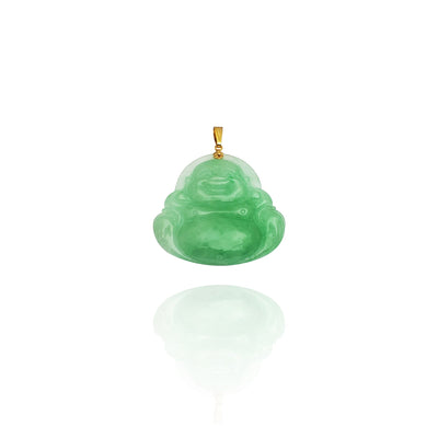 Jade Laughing Buddha Pendant (14K) New York Lucky Diamond