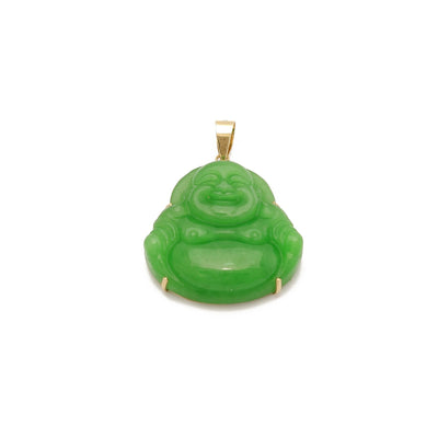 Jade Buddha Pendant (14K) 14 Karat Yellow Gold, Lucky Diamond New York