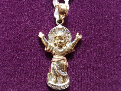 Baby Jesus Tricolor CZ Pendant (14K) front - Lucky Diamond - New York