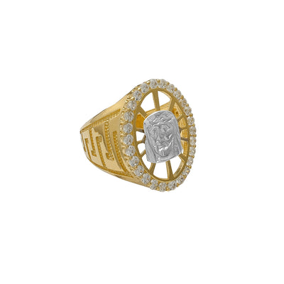 Jesus Head Greek-Key Textured Men's Ring (14K) Lucky Diamond New York