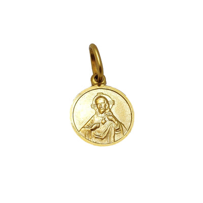Sacred Heart of Jesus Matte Medal Pendant (14K) front - Lucky Diamond - New York