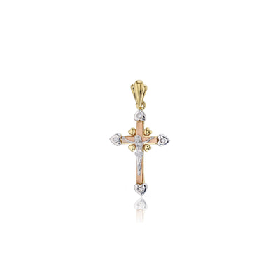 Tricolor Dainty Cross Pendant (14K) - Lucky Diamond