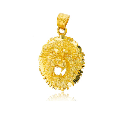 Yellow Gold Lion Head Pendant (14K) - Lucky Diamond