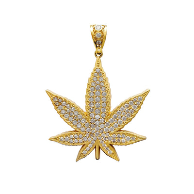 Large Size Pave Cannabis Leaf Pendant (14K) Lucky Diamond New York