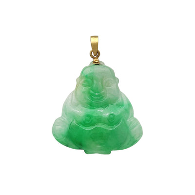 Laughing Buddha Jade Pendant (14K) Lucky Diamond New York