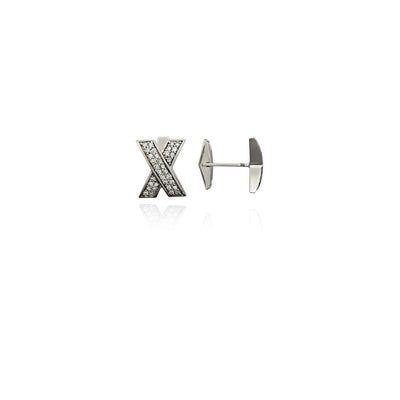 Letter X CZ Cuff Link (Silver) New York Lucky Diamond