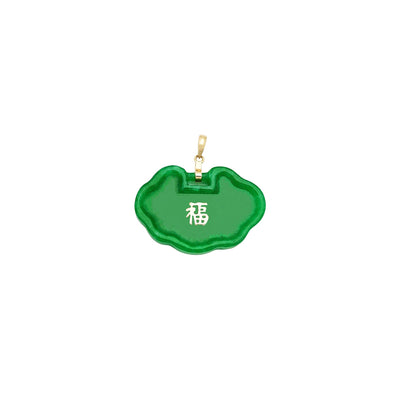 [福] Lily Leaf Blessing Jade Pendant (14K) Lucky Diamond New York