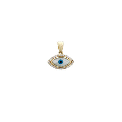 Light Blue Halo Stone-Set Evil Eye Pendant (14K) Lucky Diamond New York