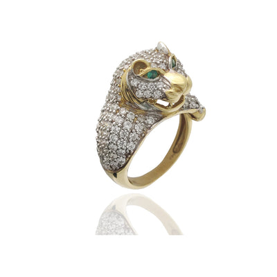 Lioness Iced-Out CZ Ring (14K)