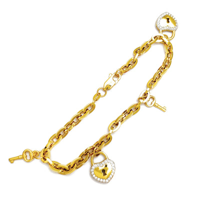 Love Lock & Key Cable Bracelet (14K) Lucky Diamond New York