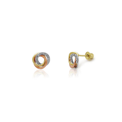 Tri-Color Love Knot Stud Earrings (14K) Lucky Diamond New York