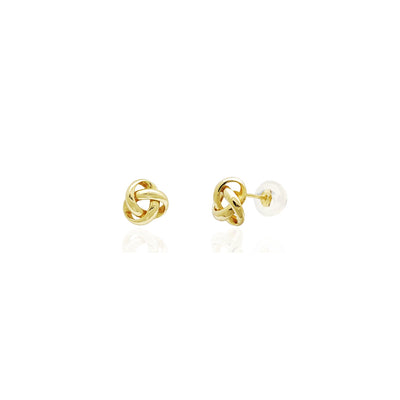 Love Knot Stud Earrings (14K) 14 Karat Yellow Gold, Lucky Diamond New York