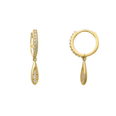 Zirconia Drop-Shape Huggie Earrings (14K) Lucky Diamond New York