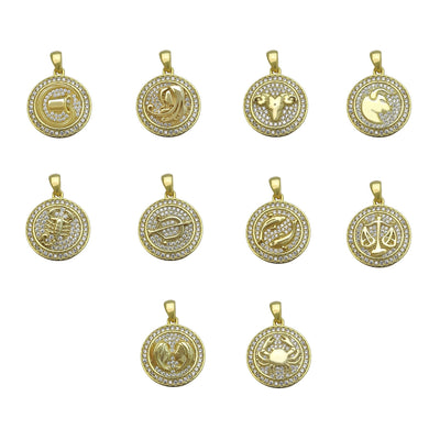 Main Zodiac Sign Medallion Pendant (Silver) Lucky Diamond New York