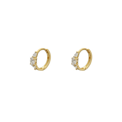 Marquise Stone-Set Huggie Earrings (14K) Lucky Diamond New York