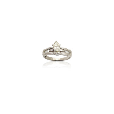 Marquise-Set Baguette Engagement Ring (14K) Lucky Diamond New York