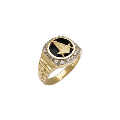 Masonic Black Onyx Presidential Men's Ring (14K) Lucky Diamond New York