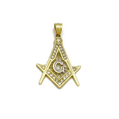 [Masonic] Compass & Square Mason CZ Pendant (14K) Lucky Diamond New York