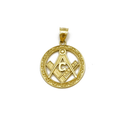 [Masonic] Compass & Square Mason Medallion Pendant (14K) Lucky Diamond New York