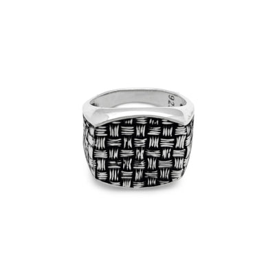 Mesh Signet Ring (Silver) Lucky Diamond New York