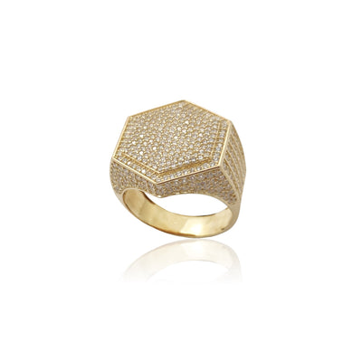 Micropave Hexagon Ring (14K) Lucky Diamond New York