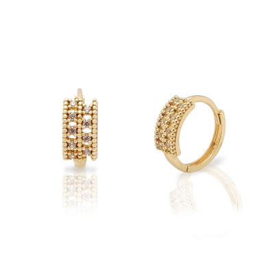 Milgrain 2 Rows Huggie Earrings (14K) Lucky Diamond New York